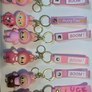 Pink Labubu Keychains Set of 6